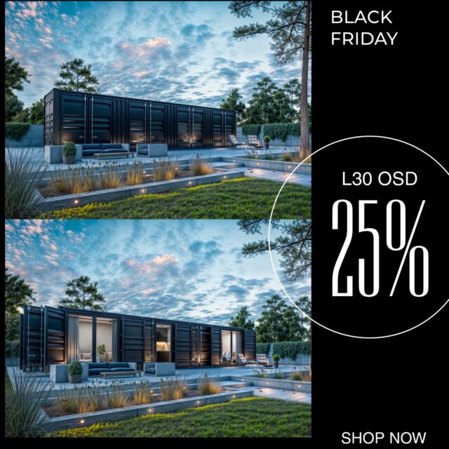 🚨 BLACK FRIDAY DEAL! 🚨Get 25% OFF the L30 OSD container (practical completion stage). Only one unit available and only until the end of the weekend!✔ Aluminum windows
✔ Safety glass
✔ 4 additional front container doors for maximum protection in any conditions 🌲🌲🌪️First come, first served. Don’t miss it!#containerhouse #containerhome #cabin #tinyhome #dreamhome