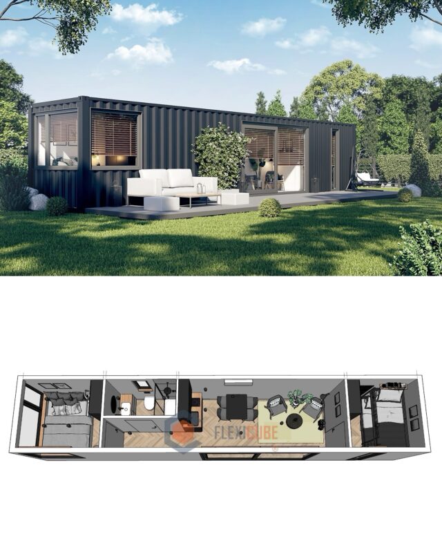 L30.8 🏡 40ft hc container with 2 bedrooms offers a comfortable and functional space for 4 people ✨#newhome #newhouse #containerhome #containerhouse #shippingcontainerhome #shippingcontainerhouse #tinyhome #tinyhouse #cabin #box #airbnb #glamping #guesthouse #rental #rentalmag #build #dreamhome #dreamhouse #flexicube #flexicubepl #container #shippingcontainer #architecture #containersolutions #homeinspiration #homeinspo #smallhouse #housedesign #homesofinstagram